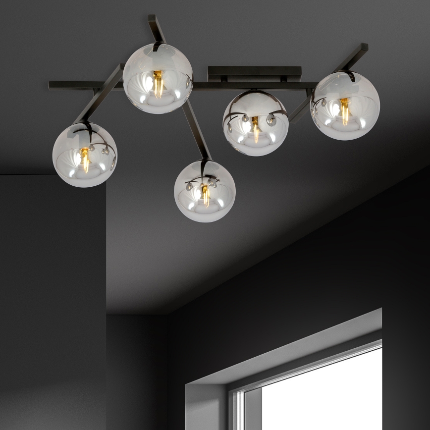 Plafonieră SMART 5xE14/10W/230V negru/gri