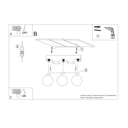 Plafonieră BULBO 3xG9/8W/230V fag/alb