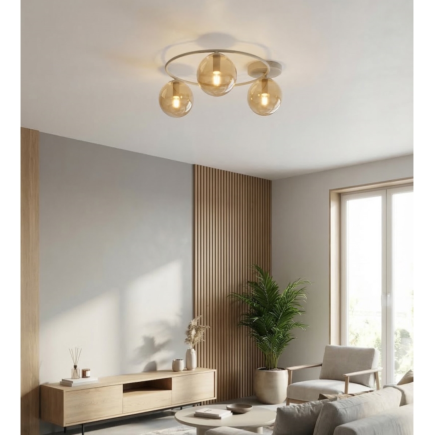 Plafonieră SOPRA 3xE14/10W/230V bej/fumuriu bej