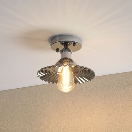 Plafonieră TRISH 1xE27/15W/230V crom lucios/negru fumuriu