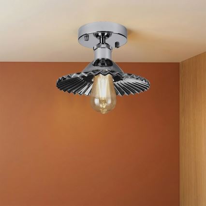 Plafonieră TRISH 1xE27/15W/230V crom lucios/negru fumuriu