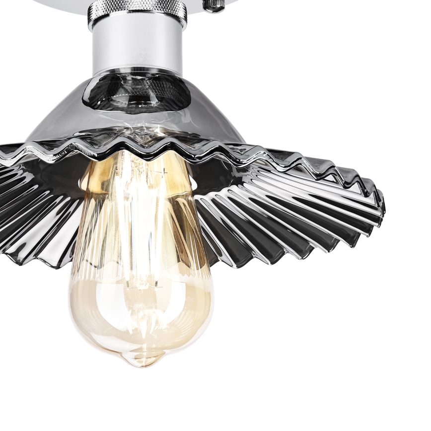 Plafonieră TRISH 1xE27/15W/230V crom lucios/negru fumuriu