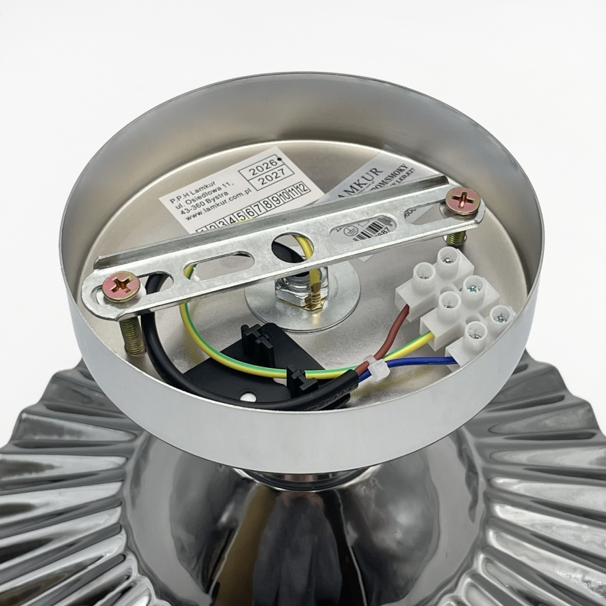 Plafonieră TRISH 1xE27/15W/230V crom lucios/negru fumuriu