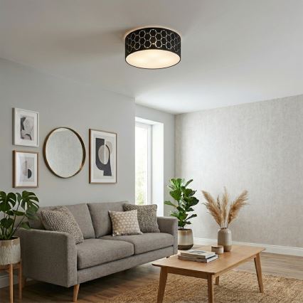 Plafonieră ULLE 1xE27/15W/230V diametru 35 cm neagră