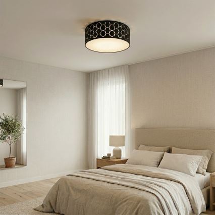 Plafonieră ULLE 1xE27/15W/230V diametru 35 cm neagră