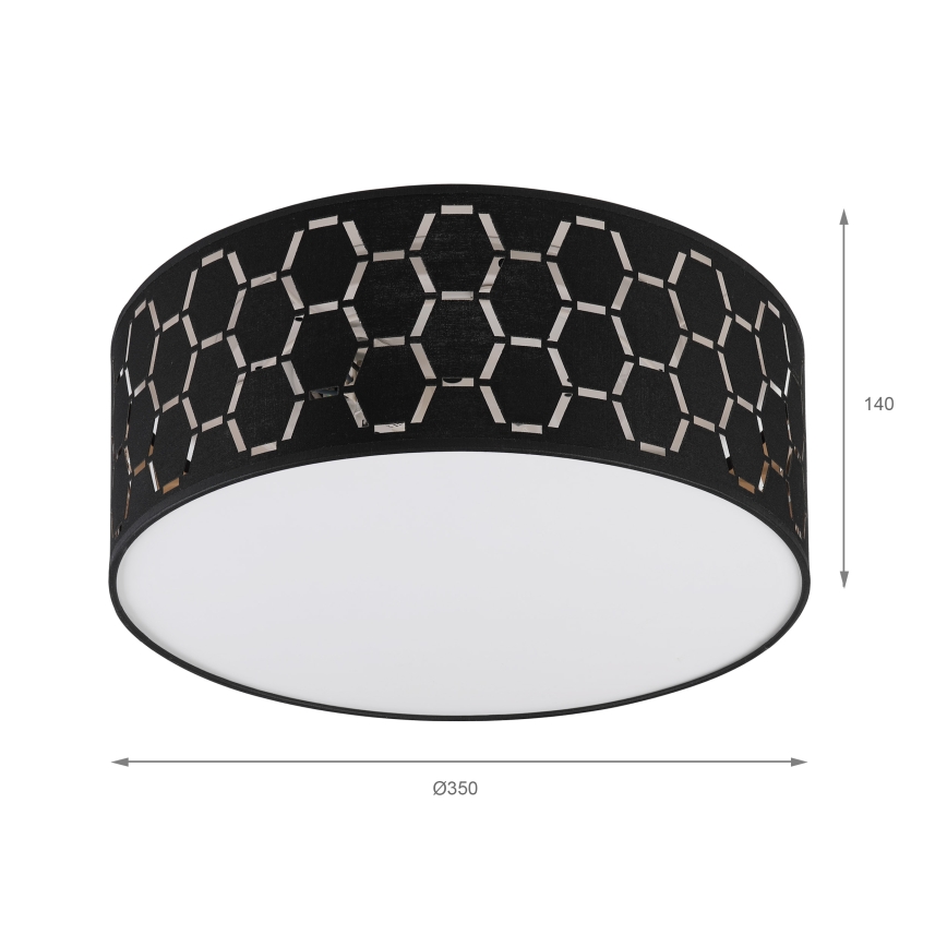 Plafonieră ULLE 1xE27/15W/230V diametru 35 cm neagră