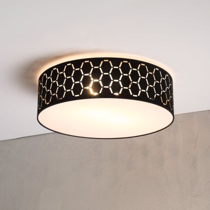 Plafonieră ULLE, 2x E27, 15W, 230V, Ø45 cm, neagră