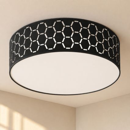 Plafonieră ULLE, 2x E27, 15W, 230V, Ø45 cm, neagră