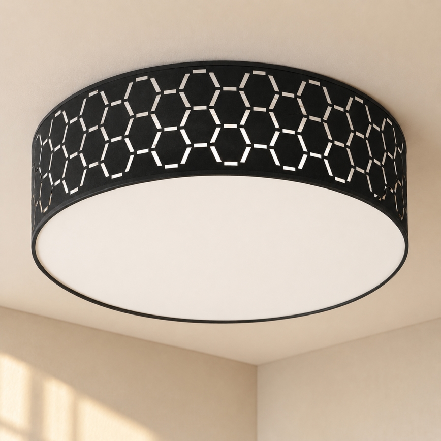 Plafonieră ULLE, 2x E27, 15W, 230V, Ø45 cm, neagră