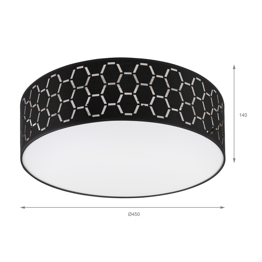 Plafonieră ULLE, 2x E27, 15W, 230V, Ø45 cm, neagră
