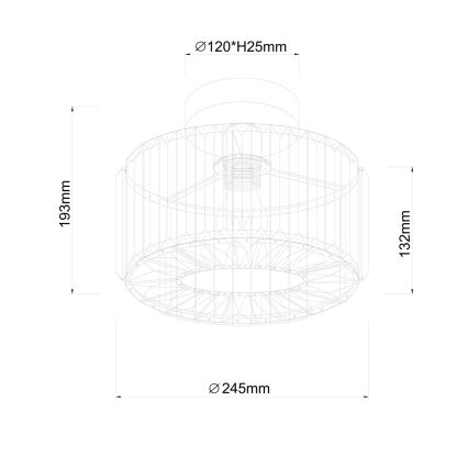 Plafonieră VETRO, 1xE27/15W/230V, Ø 24,5 cm, aurie