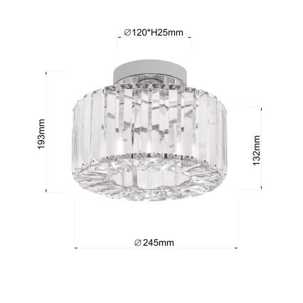 Plafonieră VETRO 1xE27/15W/230V, Ø 24,5 cm, crom mat