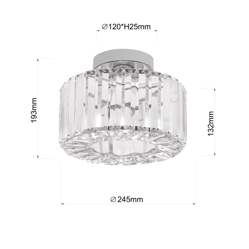Plafonieră VETRO 1xE27/15W/230V, Ø 24,5 cm, crom mat