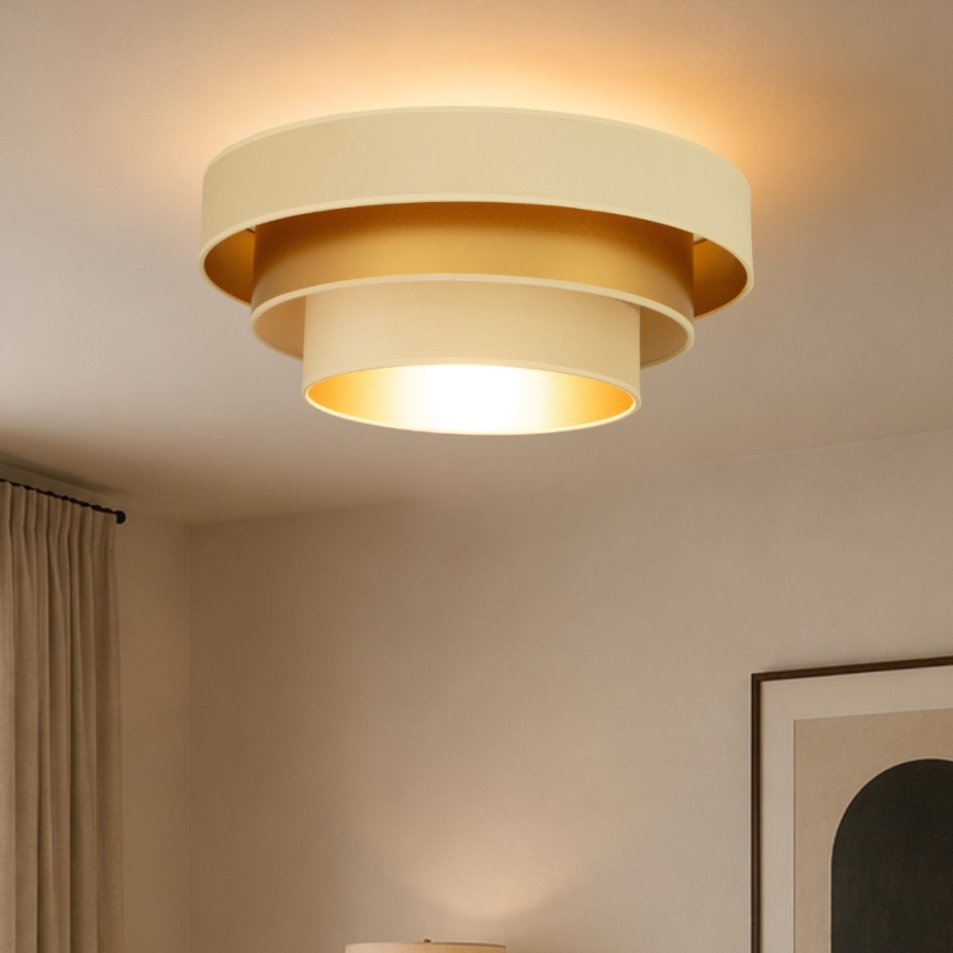 Plafonieră WENTA, 1 x E27, 60 W, 230 V, Ø 50 cm, bej/auriu