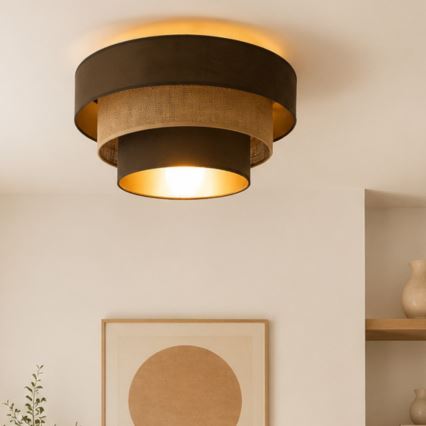 Plafonieră WENTA, 1 x E27, 60 W, 230 V, Ø 50 cm, maro/jută