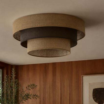 Plafonieră WENTA 1xE27/60W/230V, diam. 50 cm, iută/maro