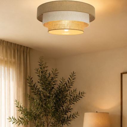 Plafonieră WENTA 1xE27/60W/230V Ø 50 cm iută/crem