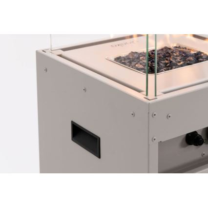 Planika - Șemineu pe gaz pentru exterior 142x36 cm 8kW 1xAAA alb + husă de protecție