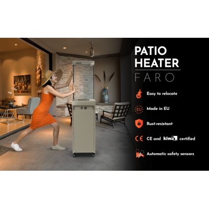 Planika - Șemineu pe gaz pentru exterior 142x36 cm 8kW 1xAAA gri + husă de protecție