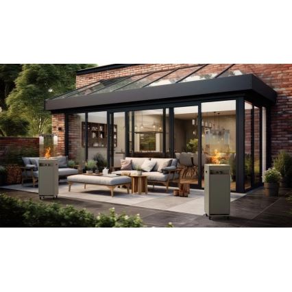 Planika - Șemineu pe gaz pentru exterior 142x36 cm 8kW 1xAAA gri + husă de protecție