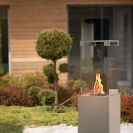 Planika - Șemineu pe gaz pentru exterior 142x36 cm 8kW 1xAAA gri + husă de protecție
