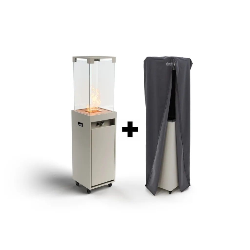 Planika - Șemineu pe gaz pentru exterior 142x36 cm 8kW 1xAAA gri + husă de protecție