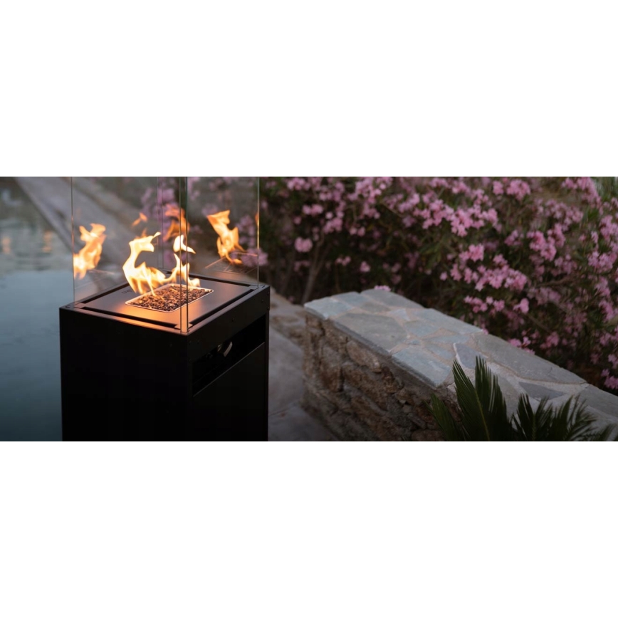 Planika - Șemineu pe gaz pentru exterior 142x36 cm 8kW 1xAAA negru + husă de protecție