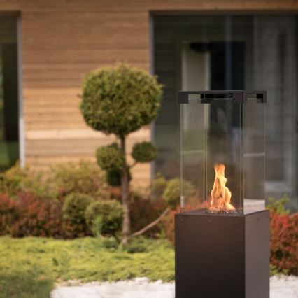 Planika - Șemineu pe gaz pentru exterior 142x36 cm 8kW 1xAAA negru + husă de protecție