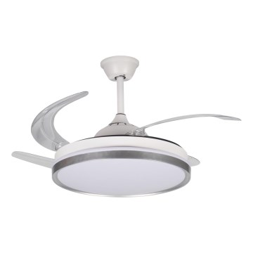 PLAVE Plafonieră LED cu ventilator, dimabilă, 36W, 230V, 3000–6500K, argintiu/alb + telecomandă