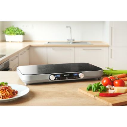 Plită vitroceramică dublă cu afișaj LCD 3500W/230V