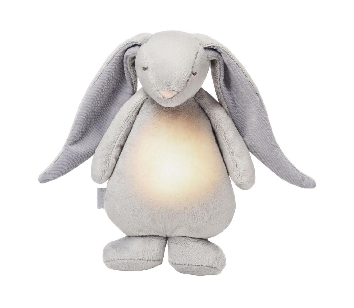 Pluș de îmbrățișat cu melodii și lumină iepuraș argintiu Moonie