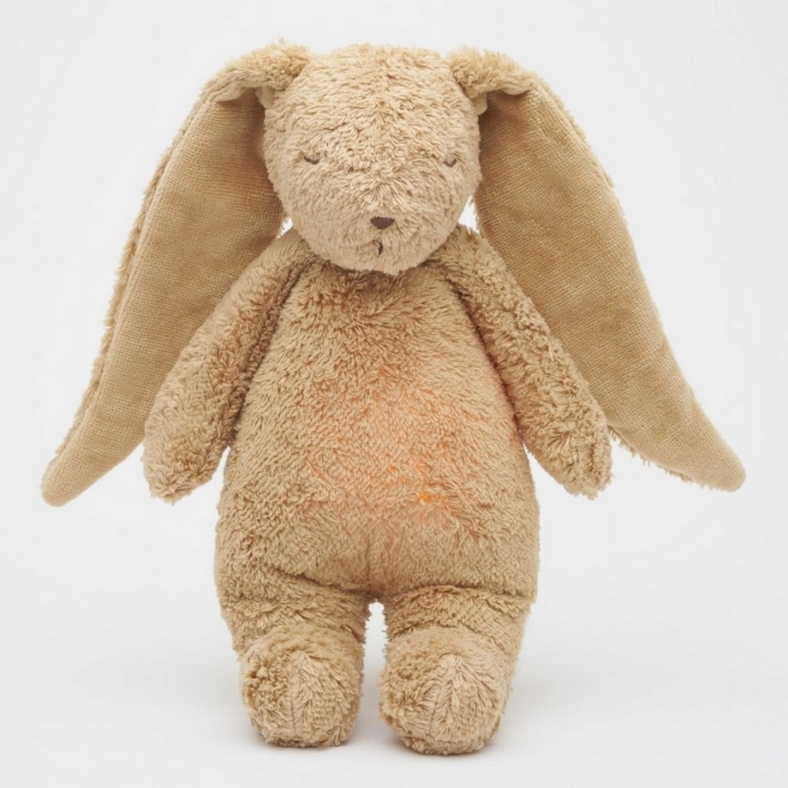 Pluș de îmbrățișat cu sunete și lumină Moonie iepuraș 2.0 organic cappuccino