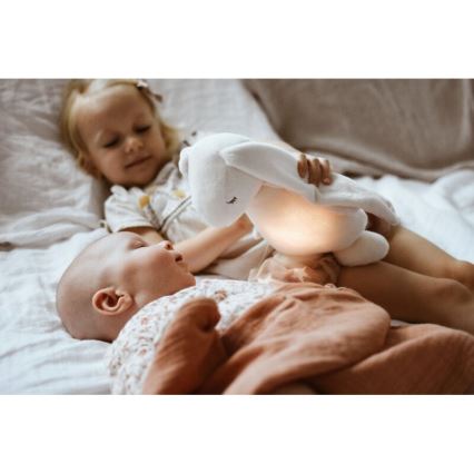 Pluș de îmbrățișat cu sunete și lumină Moonie iepuraș 2.0 organic rose