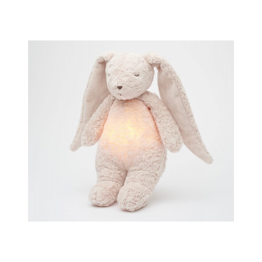 Pluș de îmbrățișat cu sunete și lumină Moonie iepuraș 2.0 organic rose