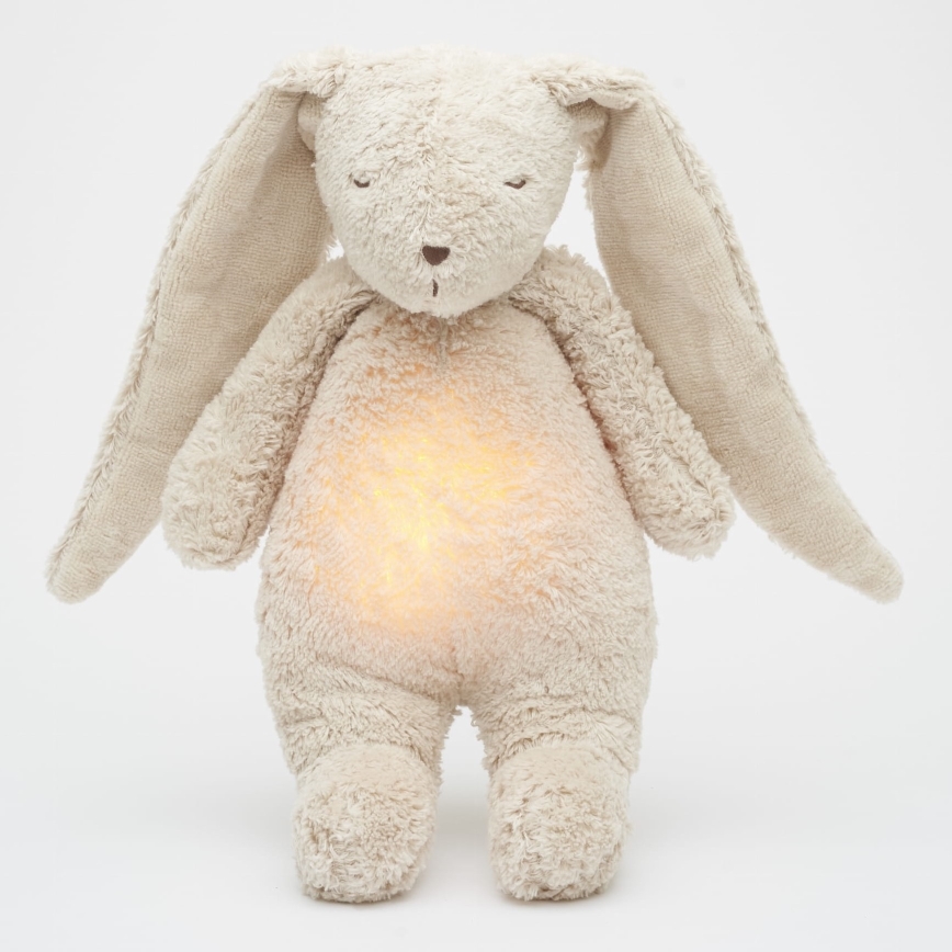 Pluș de îmbrățișat cu sunete și lumină Moonie iepuraș 2.0 organic sand