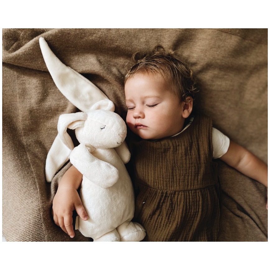 Pluș de îmbrățișat cu sunete și lumină Moonie iepuraș 2.0 organic sand