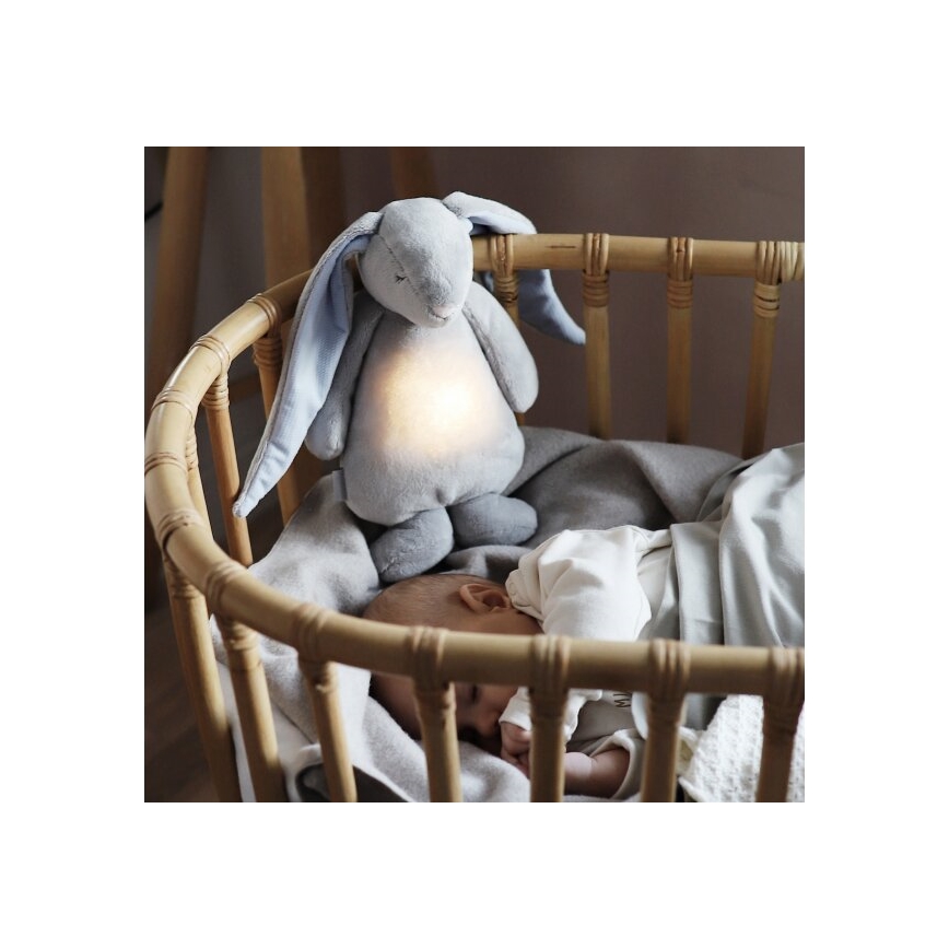 Pluș de îmbrățișat cu sunete și lumină Moonie iepuraș 2.0 sky