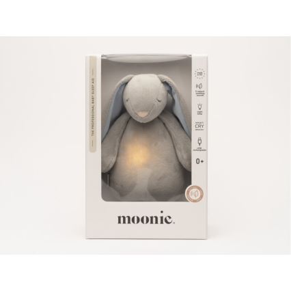 Pluș de îmbrățișat cu sunete și lumină Moonie iepuraș 2.0 sky