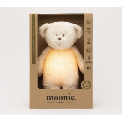 Pluș de îmbrățișat cu sunete și lumină Moonie ursuleț 2.0 organic polar