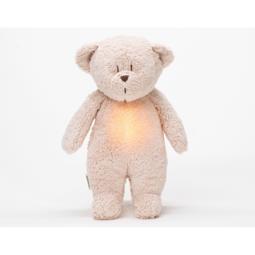 Pluș de îmbrățișat cu sunete și lumină Moonie ursuleț 2.0 organic rose