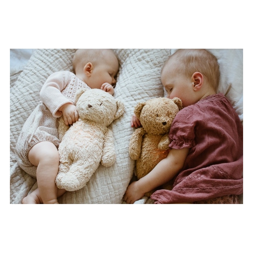 Pluș de îmbrățișat cu sunete și lumină Moonie ursuleț organic honey natur