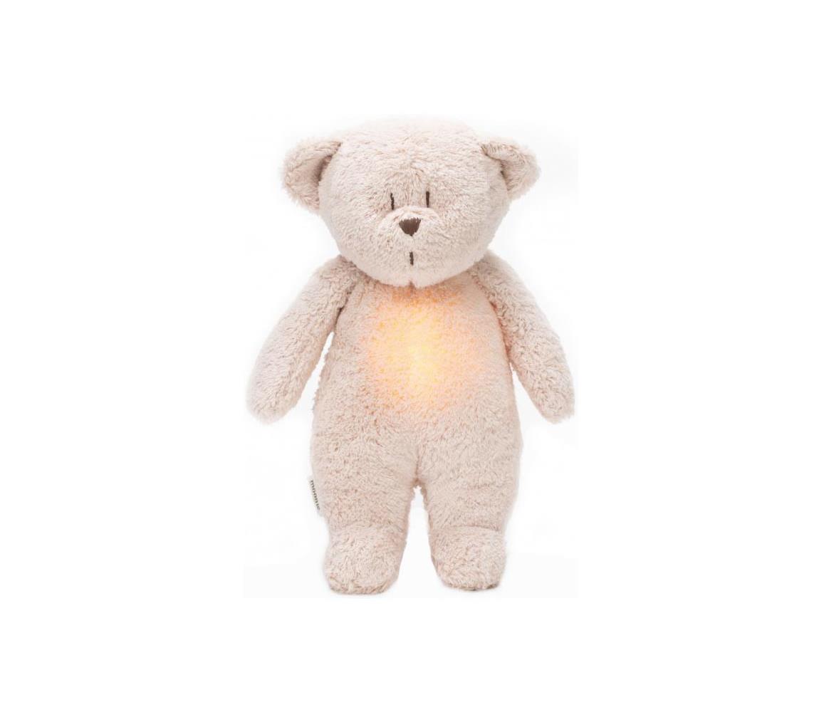 Pluș de îmbrățișat cu sunete și lumină ursuleț organic rose natur Moonie
