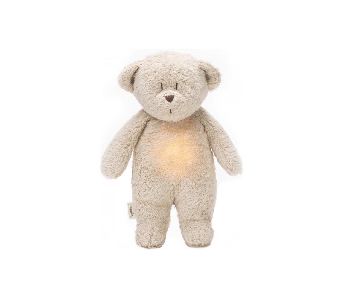 Pluș de îmbrățișat cu sunete și lumină ursuleț organic sand natur Moonie