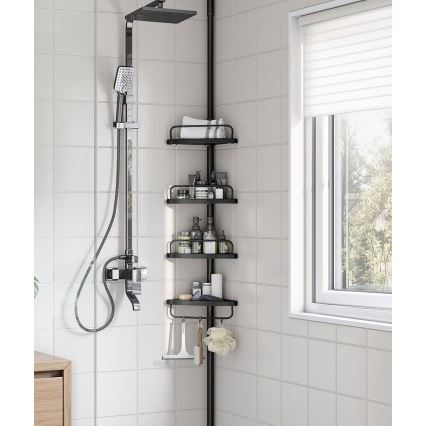 Poliță de colț pentru baie DEX, neagră