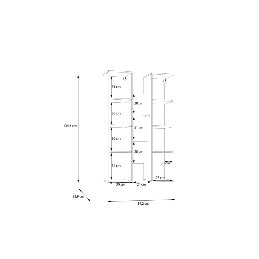 Poliță de perete INAR, stejar/bej
