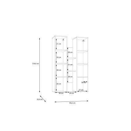 Poliță de perete INAR, stejar/negru