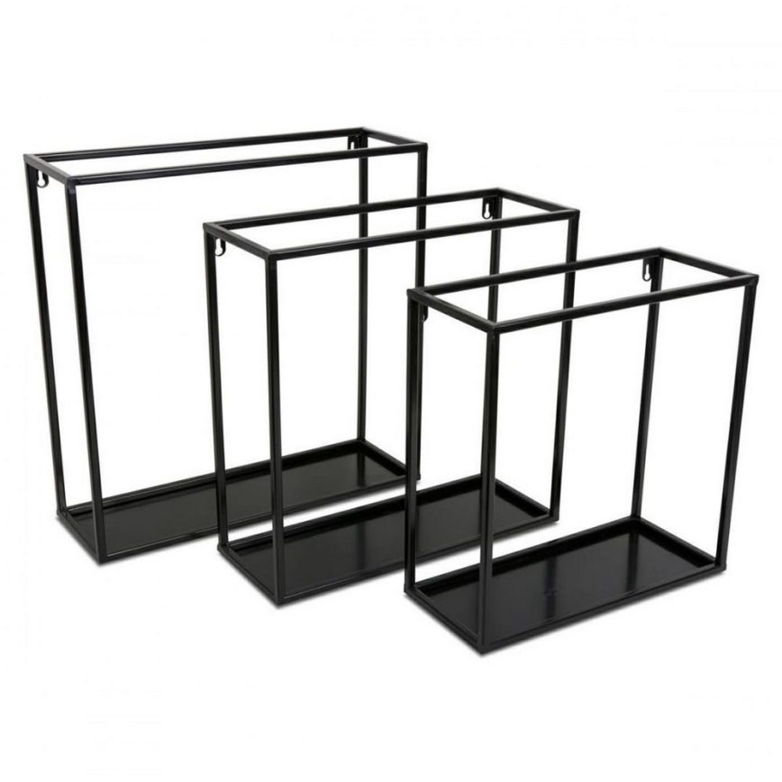 Raft de perete negru 45x45 cm