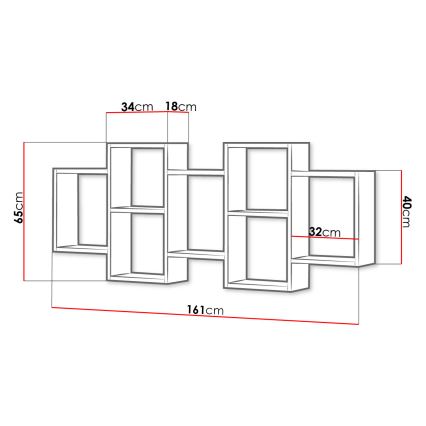 Poliță de perete TRIO 65x161 cm, neagră