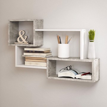 Poliță de perete TRIO 87x54x18 cm gri/albă