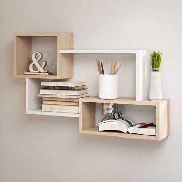 Poliță de perete TRIO 87x54x18 cm stejar sonoma/alb